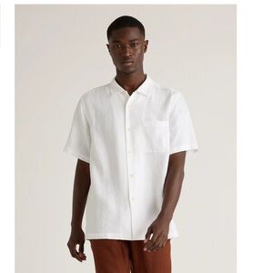 Quince Men’s 100% European Linen Short Sleeve Camp Shirt in White XL NEW NWOT